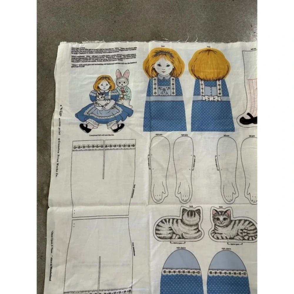 Alice and Wonderland‎ Cut & Sew Fabric Panel  By VIP Cranston White Rabbit & Cat